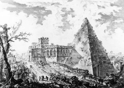 View of the Pyramid of Caius Cestius, from the 